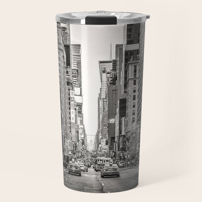 Sunset on 7th (Black and White Version) Travel Mug Gallery Image 1