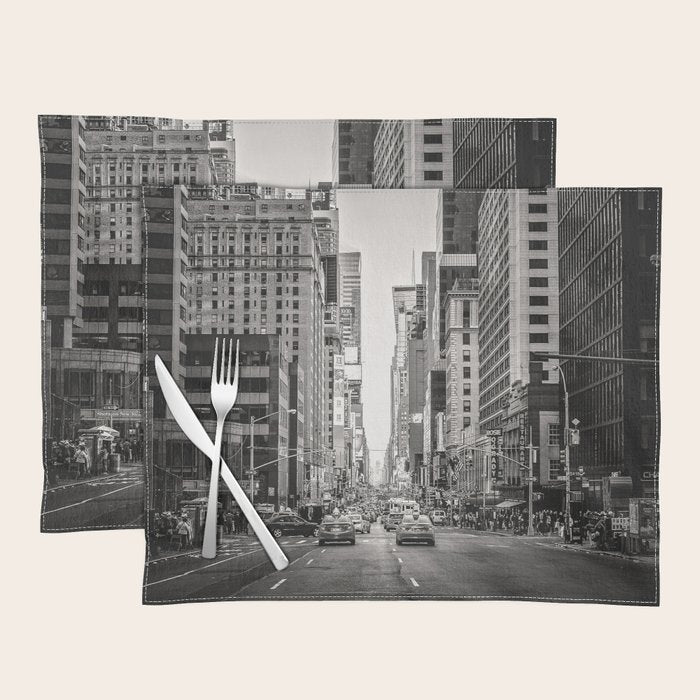 Sunset on 7th (Black and White Version) Placemat Gallery Image 1