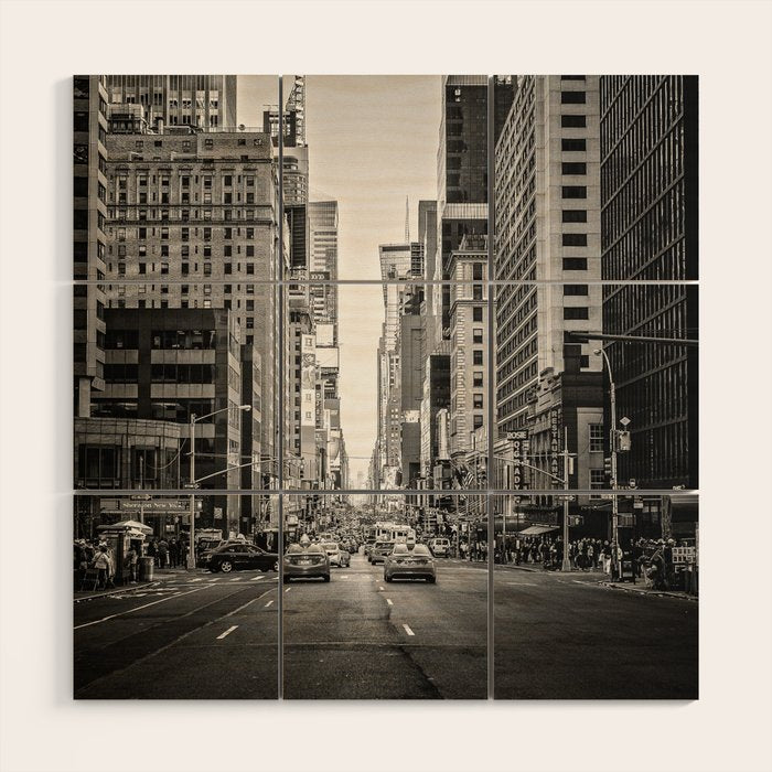 Sunset on 7th (Black and White Version) Wood Wall Art Gallery Image 1