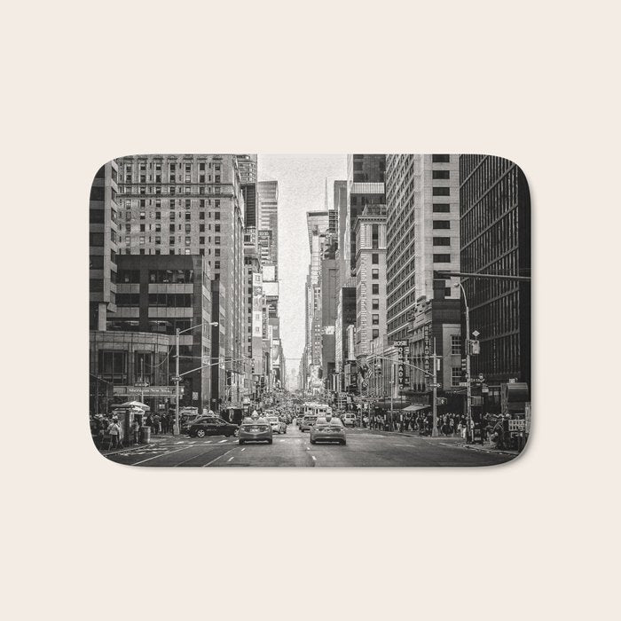 Sunset on 7th (Black and White Version) Bath Mat Gallery Image 1