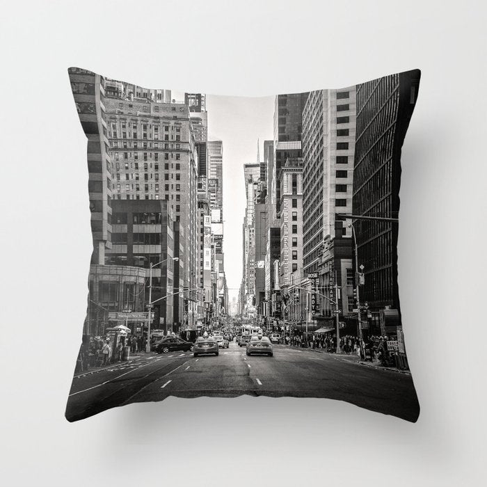 Sunset on 7th (Black and White Version) Throw Pillow Gallery Image 6