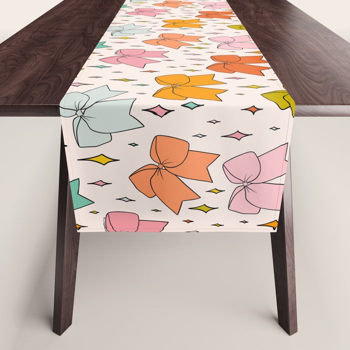 Rainbow Bow Print Table Runner