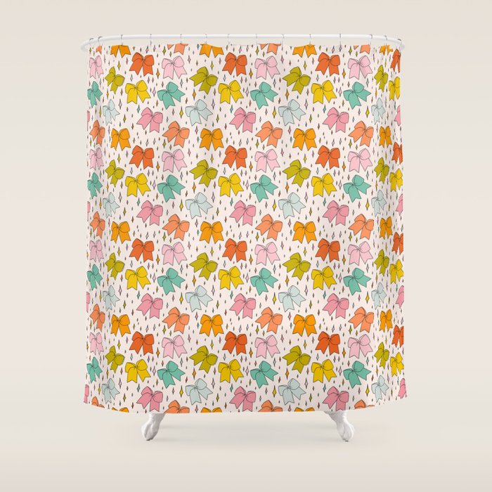 Rainbow Bow Print Shower Curtain Gallery Image 1