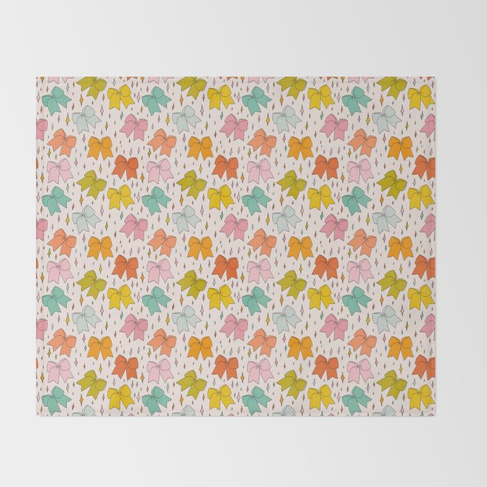 Rainbow Bow Print Throw Blanket Gallery Image 2