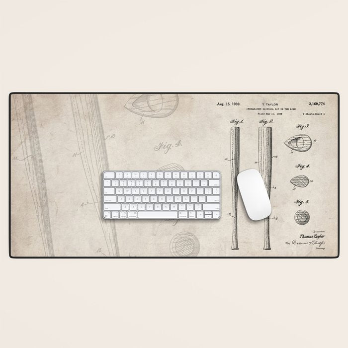 Baseball Bat Patent - Baseball Art - Antique Desk Mat Gallery Image 1