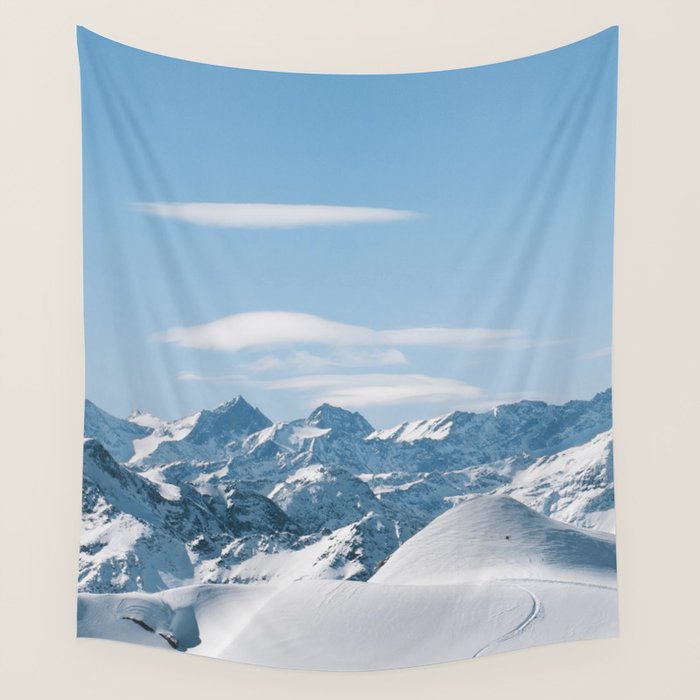Snowy mountain range Wall Tapestry Gallery Image 1
