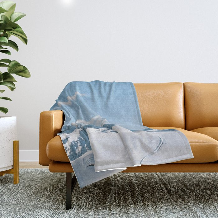 Snowy mountain range Throw Blanket Gallery Image 1
