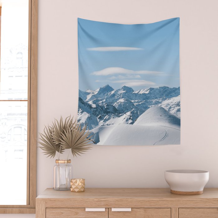 Snowy mountain range Wall Tapestry Gallery Image 2