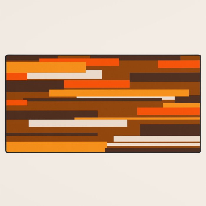 Wright Mid Century Modern Geometric Abstract Pattern in Retro 70s Brown and Orange Desk Mat Gallery Image 3