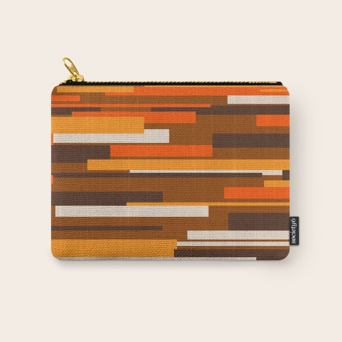 Wright Mid Century Modern Geometric Abstract Pattern in Retro 70s Brown and Orange Carry All Pouch Gallery Image 1