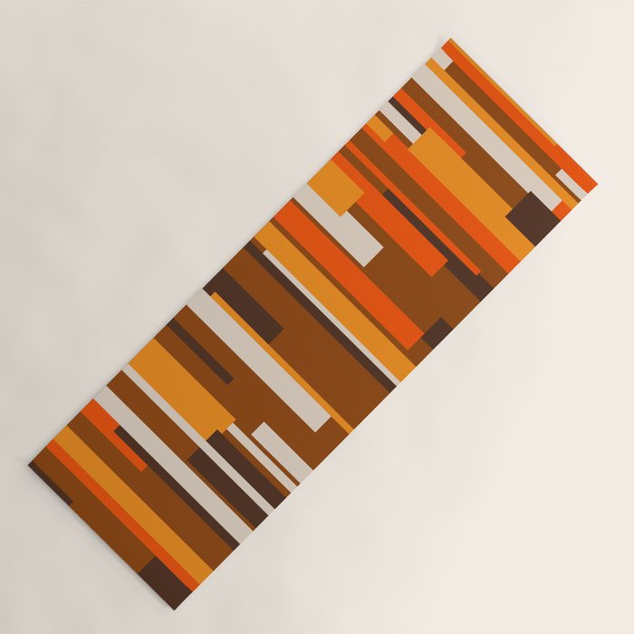 Wright Mid Century Modern Geometric Abstract Pattern in Retro 70s Brown and Orange Yoga Mat Gallery Image 1