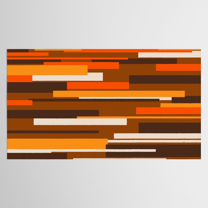 Wright Mid Century Modern Geometric Abstract Pattern in Retro 70s Brown and Orange Tablecloth Gallery Image 2