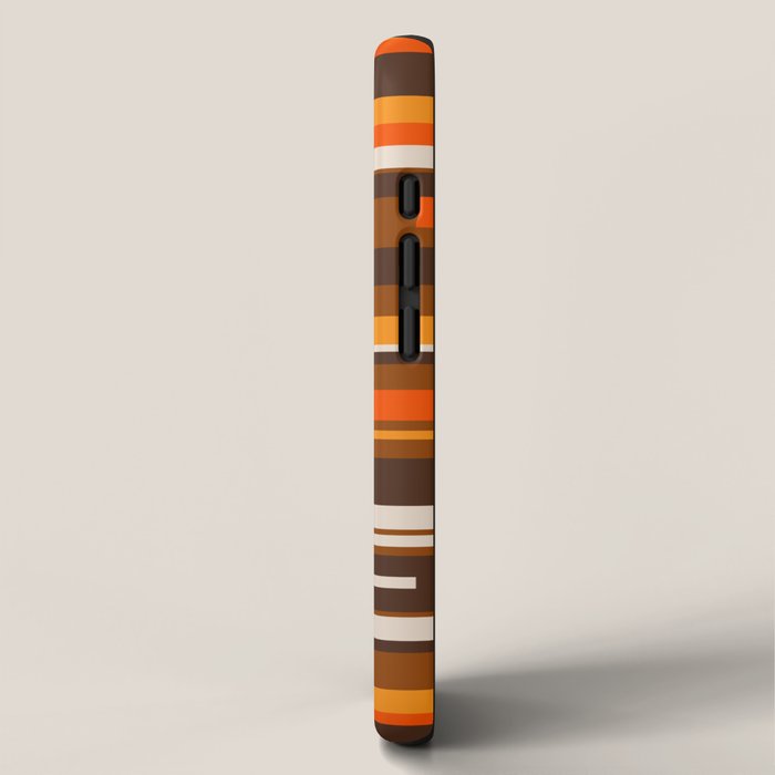 Wright Mid Century Modern Geometric Abstract Pattern in Retro 70s Brown and Orange iPhone Case Gallery Image 2