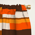 Wright Mid Century Modern Geometric Abstract Pattern in Retro 70s Brown and Orange Window Curtain Gallery Image 2