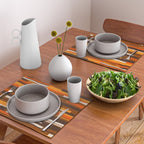 Wright Mid Century Modern Geometric Abstract Pattern in Retro 70s Brown and Orange Placemat Gallery Image 2
