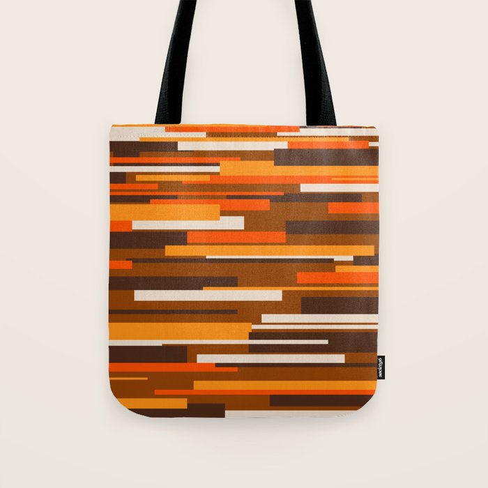 Wright Mid Century Modern Geometric Abstract Pattern in Retro 70s Brown and Orange Tote Bag Gallery Image 1