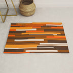 Wright Mid Century Modern Geometric Abstract Pattern in Retro 70s Brown and Orange Rug Gallery Image 1