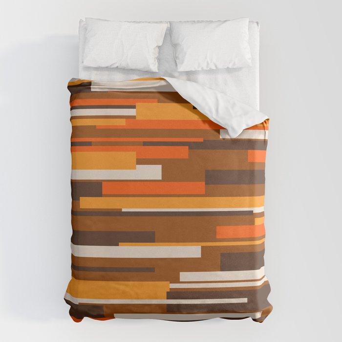 Wright Mid Century Modern Geometric Abstract Pattern in Retro 70s Brown and Orange Duvet Cover Gallery Image 1