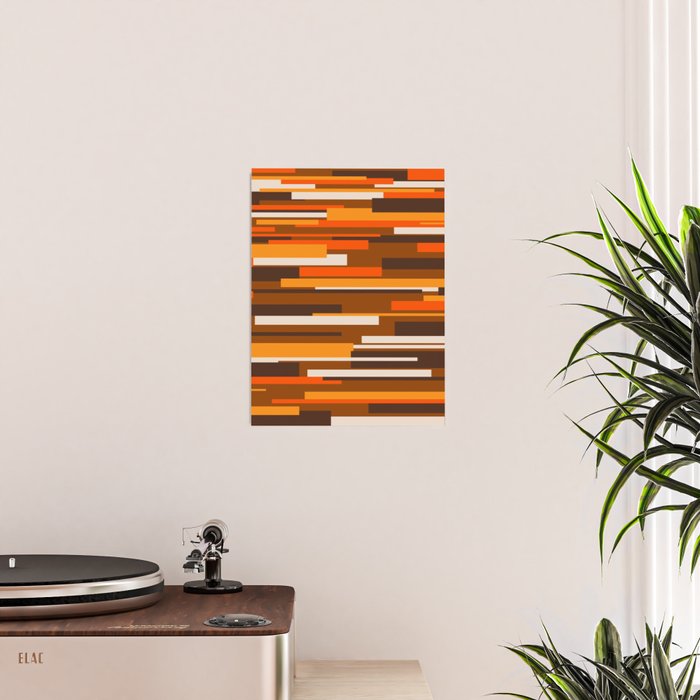 Wright Mid Century Modern Geometric Abstract Pattern in Retro 70s Brown and Orange Poster Gallery Image 2