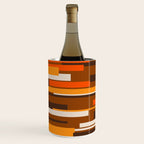 Wright Mid Century Modern Geometric Abstract Pattern in Retro 70s Brown and Orange Wine Chiller Gallery Image 1