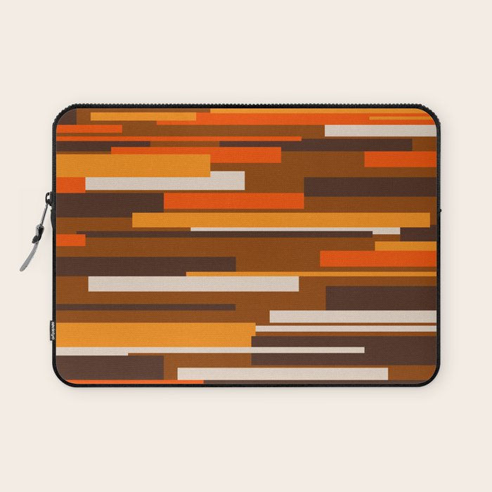 Wright Mid Century Modern Geometric Abstract Pattern in Retro 70s Brown and Orange Laptop Sleeve Gallery Image 1