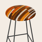 Wright Mid Century Modern Geometric Abstract Pattern in Retro 70s Brown and Orange Stool Gallery Image 2