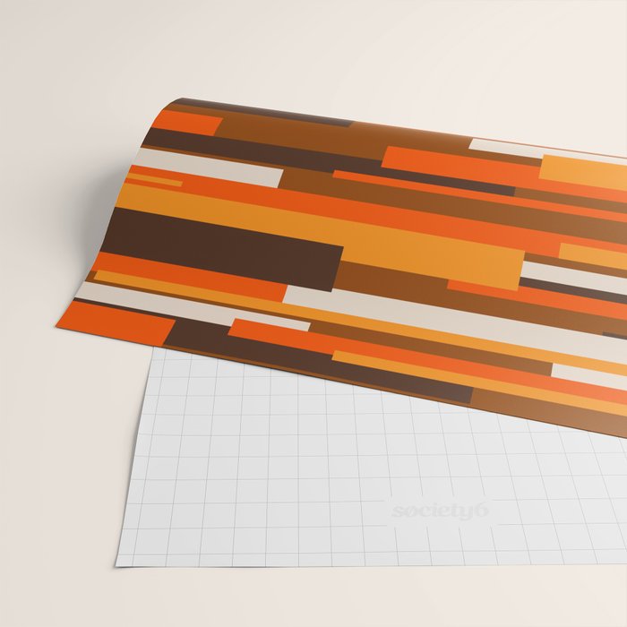 Wright Mid Century Modern Geometric Abstract Pattern in Retro 70s Brown and Orange Wrapping Paper Gallery Image 2