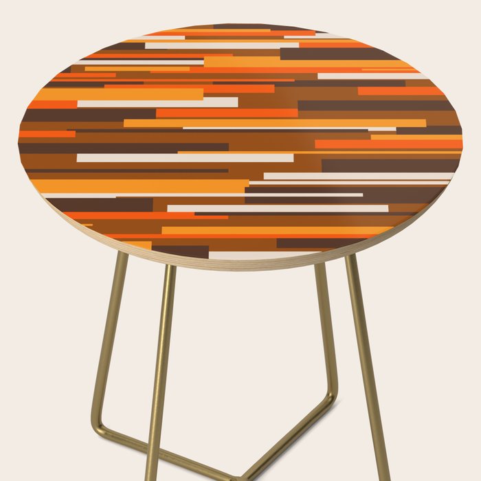Wright Mid Century Modern Geometric Abstract Pattern in Retro 70s Brown and Orange Side Table Gallery Image 2