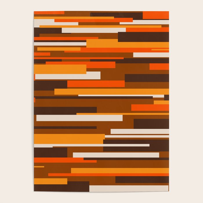 Wright Mid Century Modern Geometric Abstract Pattern in Retro 70s Brown and Orange Poster Gallery Image 4