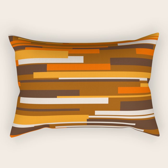 Wright Mid Century Modern Geometric Abstract Pattern in Retro 70s Brown and Orange Rectangular Pillow Gallery Image 2