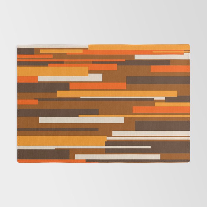 Wright Mid Century Modern Geometric Abstract Pattern in Retro 70s Brown and Orange Rug Gallery Image 2