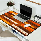 Wright Mid Century Modern Geometric Abstract Pattern in Retro 70s Brown and Orange Desk Mat Gallery Image 2