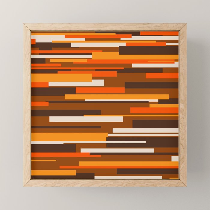 Wright Mid Century Modern Geometric Abstract Pattern in Retro 70s Brown and Orange Mini Art Print Gallery Image 1