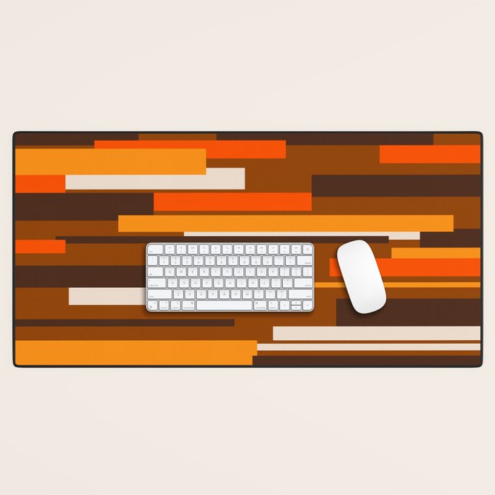 Wright Mid Century Modern Geometric Abstract Pattern in Retro 70s Brown and Orange Desk Mat Gallery Image 1