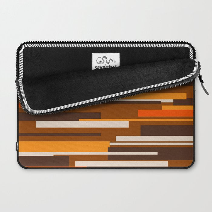 Wright Mid Century Modern Geometric Abstract Pattern in Retro 70s Brown and Orange Laptop Sleeve Gallery Image 2