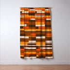 Wright Mid Century Modern Geometric Abstract Pattern in Retro 70s Brown and Orange Window Curtain Gallery Image 3