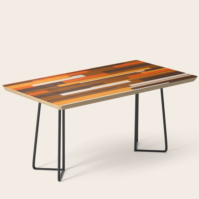 Wright Mid Century Modern Geometric Abstract Pattern in Retro 70s Brown and Orange Coffee Table Gallery Image 1