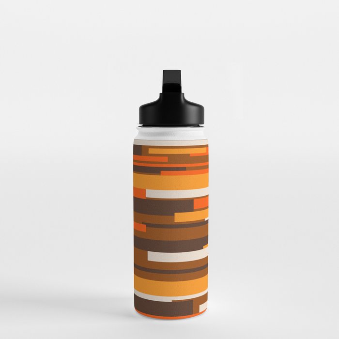 Wright Mid Century Modern Geometric Abstract Pattern in Retro 70s Brown and Orange Water Bottle Gallery Image 3