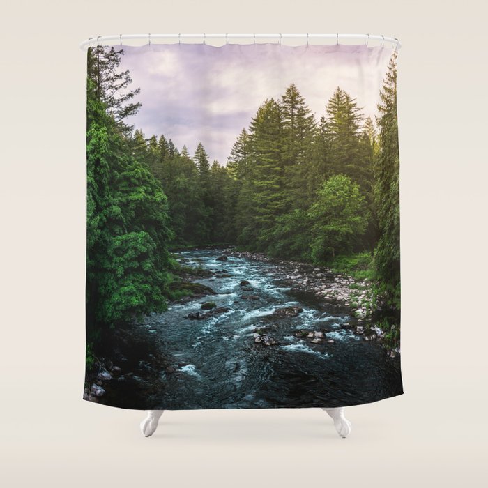 PNW River Run II - Pacific Northwest Nature Photography Shower Curtain Gallery Image 1