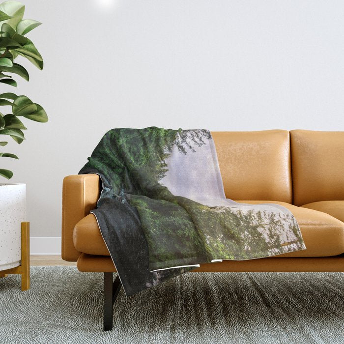 PNW River Run II - Pacific Northwest Nature Photography Throw Blanket Gallery Image 1