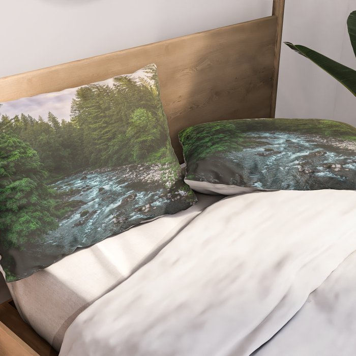 PNW River Run II - Pacific Northwest Nature Photography Pillow Sham Gallery Image 2