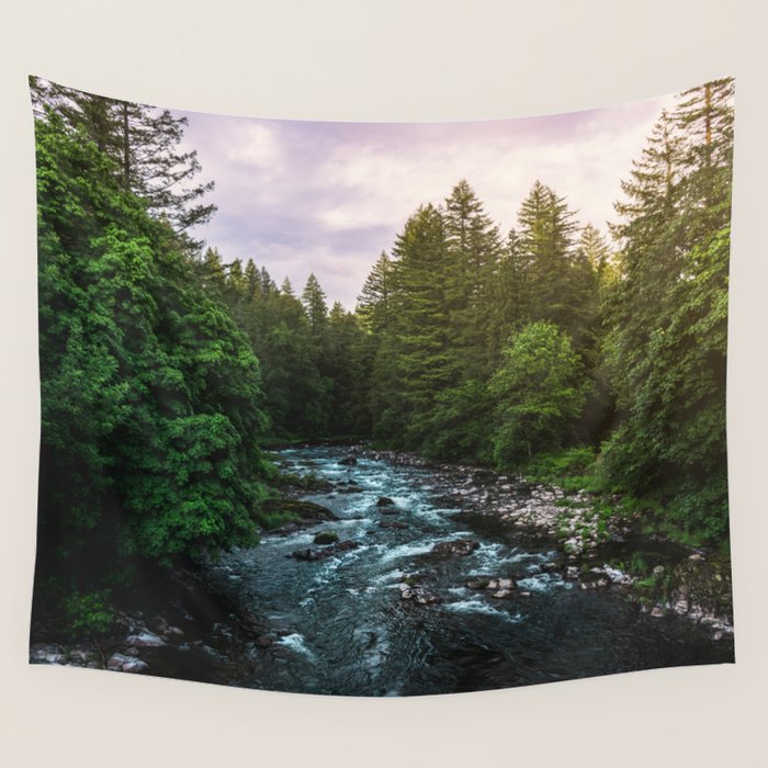 PNW River Run II - Pacific Northwest Nature Photography Wall Tapestry Gallery Image 4