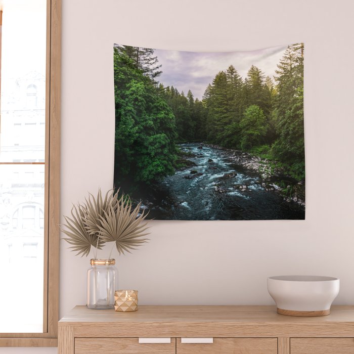 PNW River Run II - Pacific Northwest Nature Photography Wall Tapestry Gallery Image 2