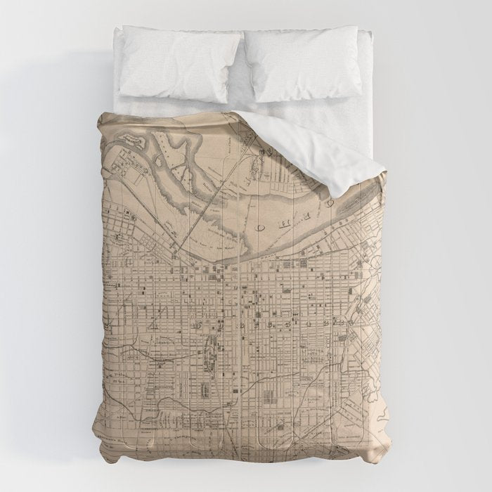 Vintage Map of Louisville Kentucky (1873) Comforter Gallery Image 6