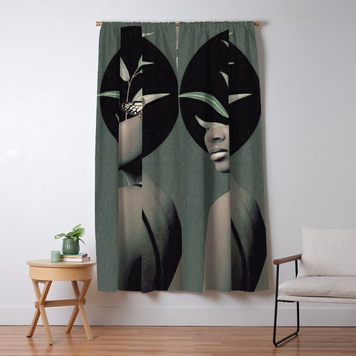 Lady With Butterfly  Window Curtain Gallery Image 5
