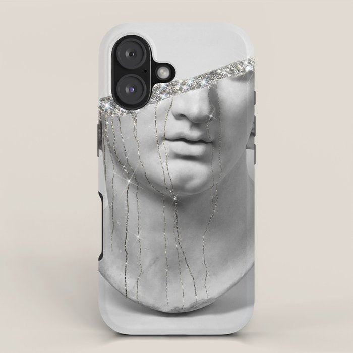 DIAMOND TEARS (b/w) | collage art by Yana Potter | black and white | sculpture | mythology | bling and shine iPhone Case Gallery Image 1