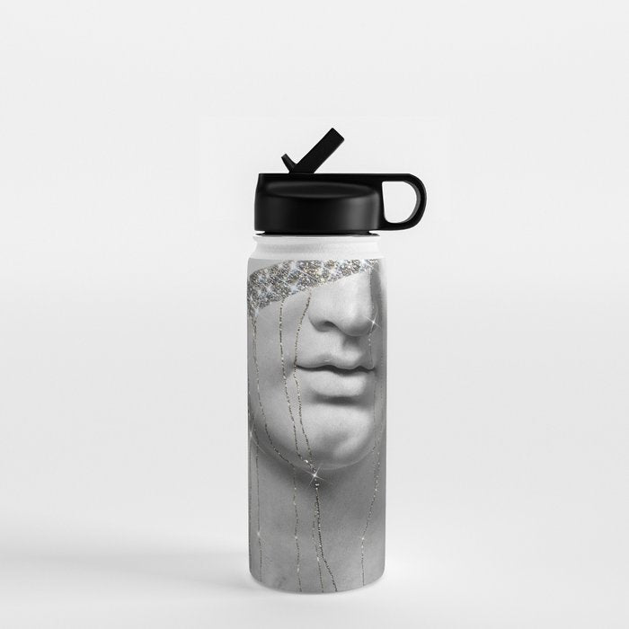 DIAMOND TEARS (b/w) | collage art by Yana Potter | black and white | sculpture | mythology | bling and shine Water Bottle Gallery Image 1