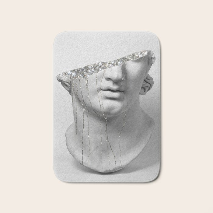 DIAMOND TEARS (b/w) | collage art by Yana Potter | black and white | sculpture | mythology | bling and shine Bath Mat Gallery Image 1