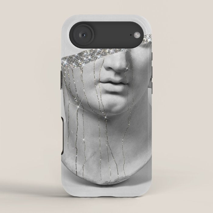 DIAMOND TEARS (b/w) | collage art by Yana Potter | black and white | sculpture | mythology | bling and shine iPhone Case Gallery Image 2