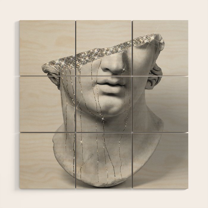 DIAMOND TEARS (b/w) | collage art by Yana Potter | black and white | sculpture | mythology | bling and shine Wood Wall Art Gallery Image 1
